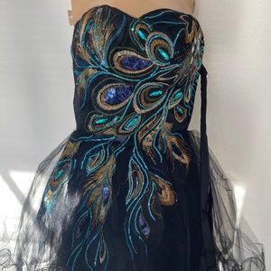 Brand new peacock embroidery mini dress